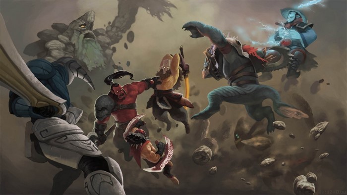 Dota 2 characters in battle
