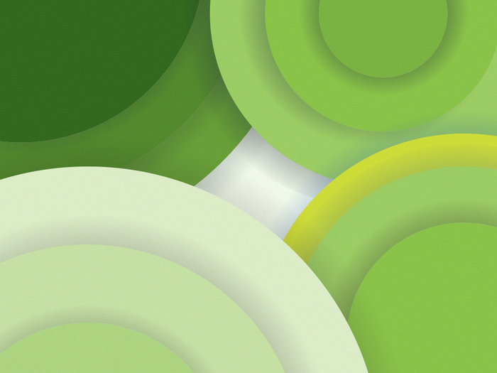 Abstract green and yellow circles with light effect