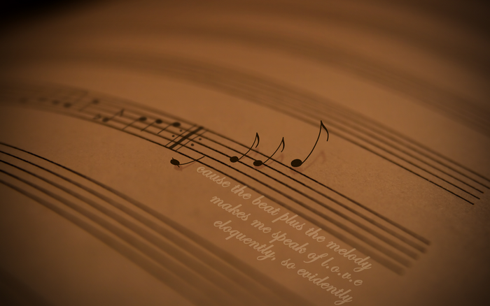 Sheet music with lyrics about love