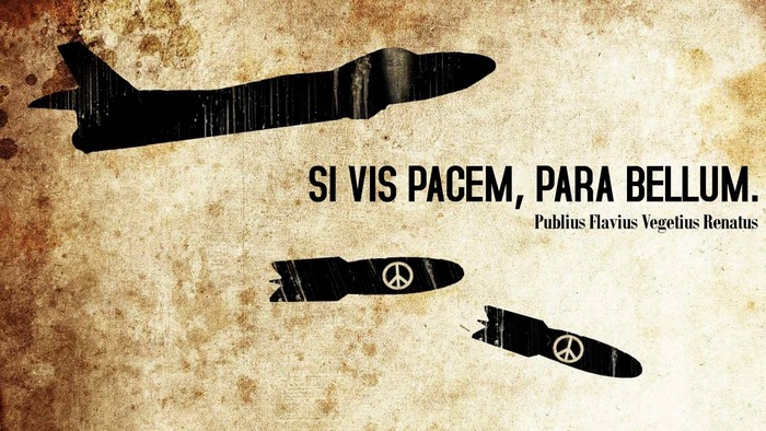 Si Vis Pacem, Para Bellum Quote with Aircraft and Bombs