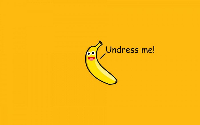 Banana with text "Undress me!"