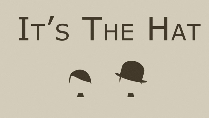 It's The Hat illustration with Adolf Hitler and Charlie Chaplin silhouettes