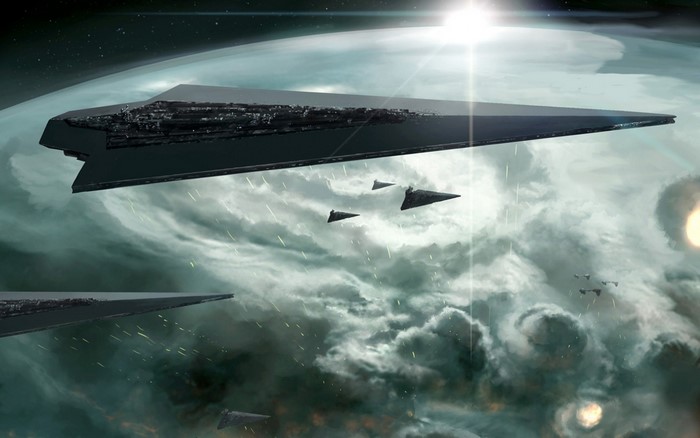 Star Wars Imperial Star Destroyers in space
