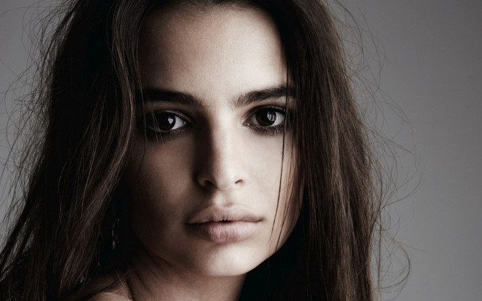 Emily Ratajkowski portrait with long brown hair