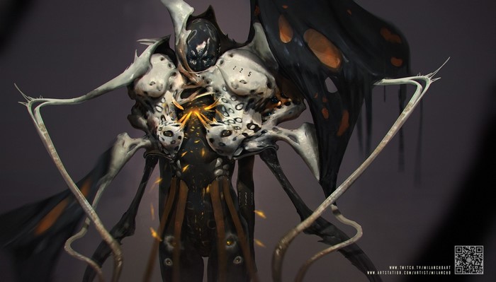 Concept art of a biomechanical creature by Milan Nikolic