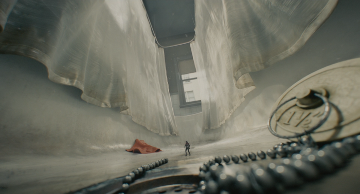 Ant-Man from Marvel Cinematic Universe in a bathtub