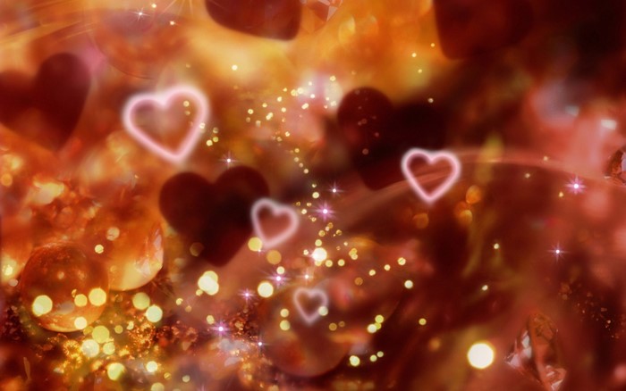 Abstract hearts and bokeh lights