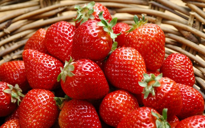 Close-up of Fresh Red Strawberries in Basket