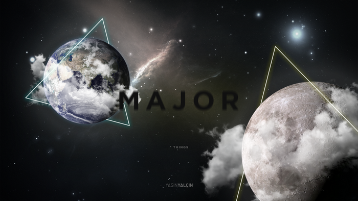 Major, Earth, Moon, and Nebula in Space