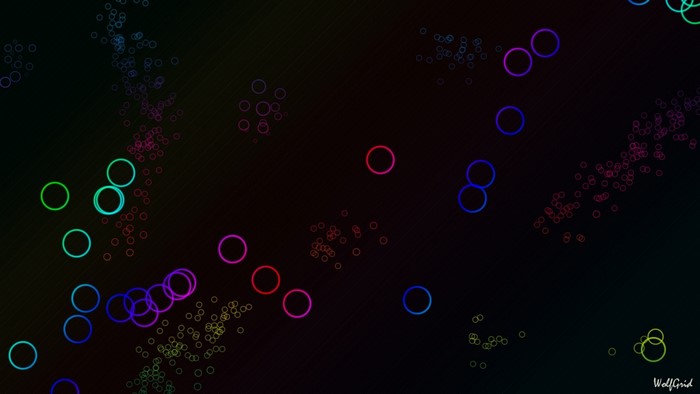 Colorful abstract circles on a dark background
