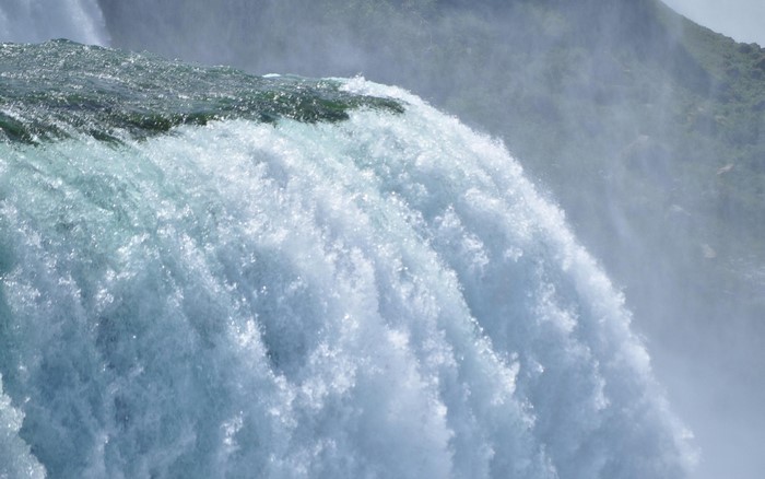 Close-up of a powerful waterfall cascading down
