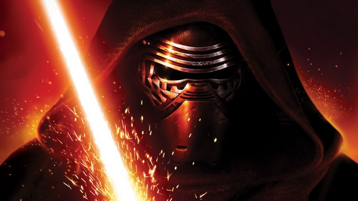 Kylo Ren from Star Wars with a lightsaber