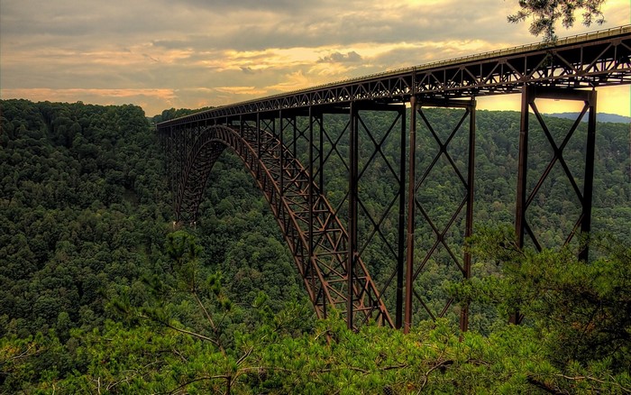 New River Gorge Bridge over a forested valley