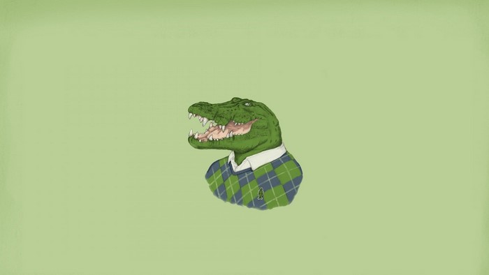 Illustration of a cartoon alligator wearing a sweater