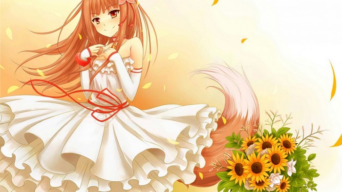 Holo from Spice and Wolf with sunflowers