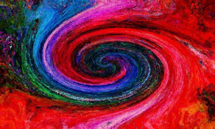 Abstract colorful swirl of red, blue, and green