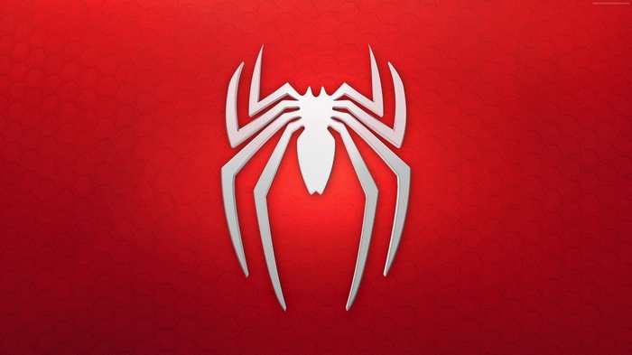 Spider-Man logo on red background