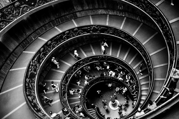 Spiral Staircase with People