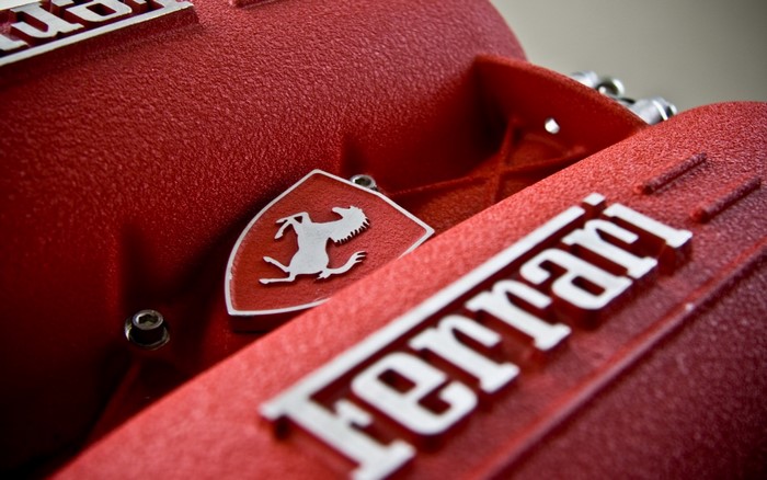 Ferrari engine parts with Prancing Horse logo