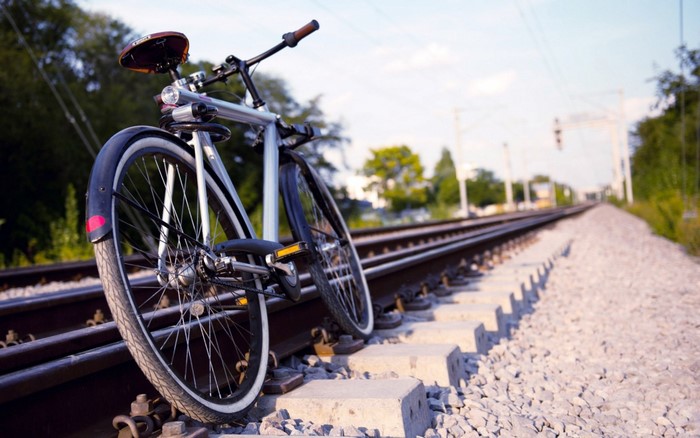 Bicycle on train tracks