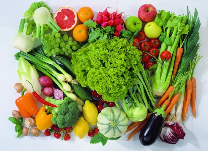 Assortment of fresh fruits and vegetables