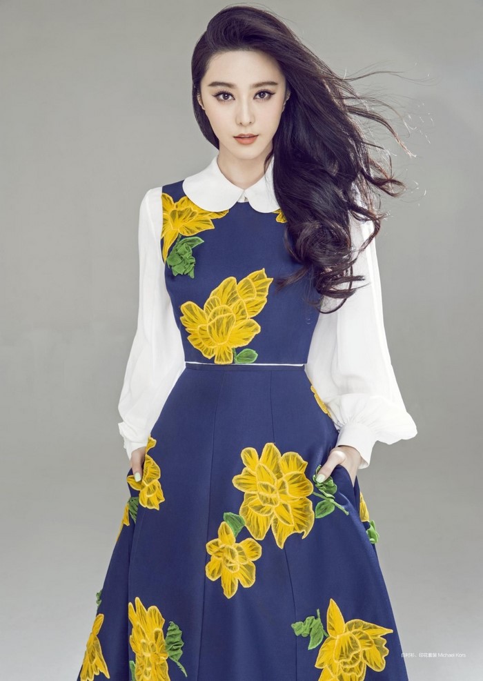 Fan Bingbing in a floral dress photo shoot
