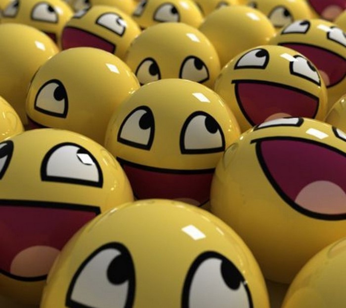 Many happy yellow smiley balls