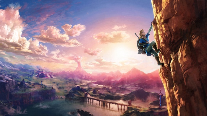 Link climbing a cliff in The Legend of Zelda: Breath of the Wild
