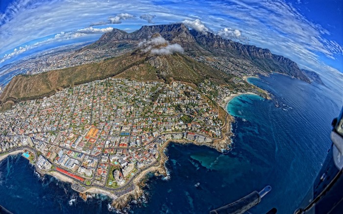 Aerial view of Cape Town and Table Mountain