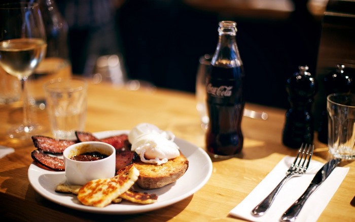 Breakfast with Coca-Cola and Wine