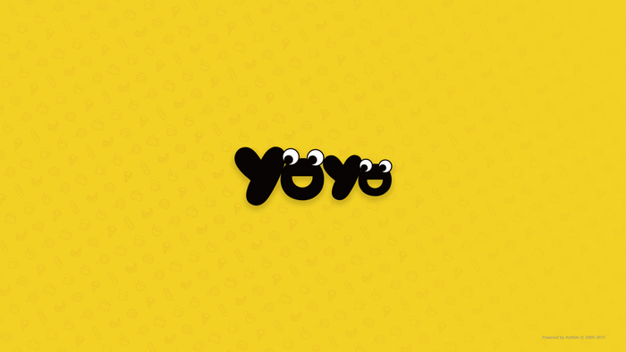 Yoyo logo with food pattern background