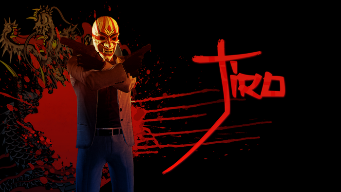 Man in Mask with Guns and Dragon Art