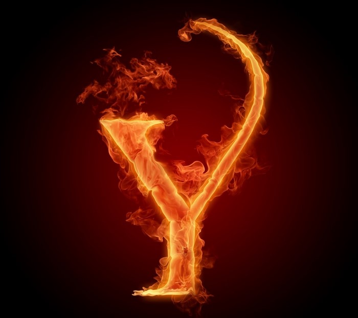 Letter Y made of fire