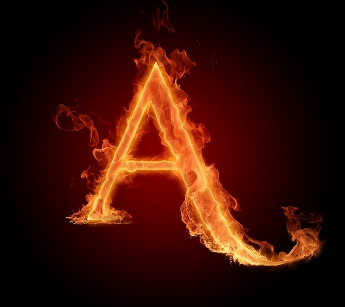 Letter A made of fire