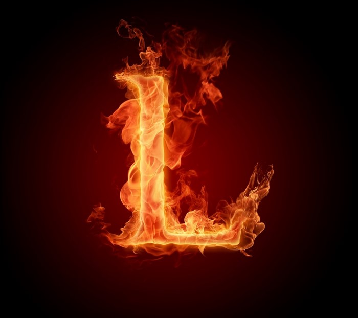 Letter L made of fire