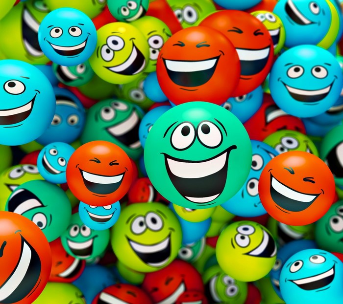 A collection of colorful smiley face emojis