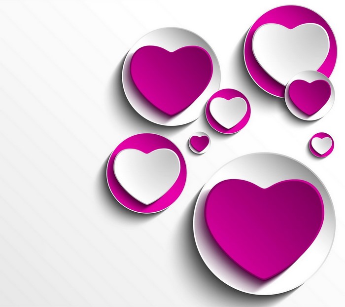 Pink and white hearts on circles