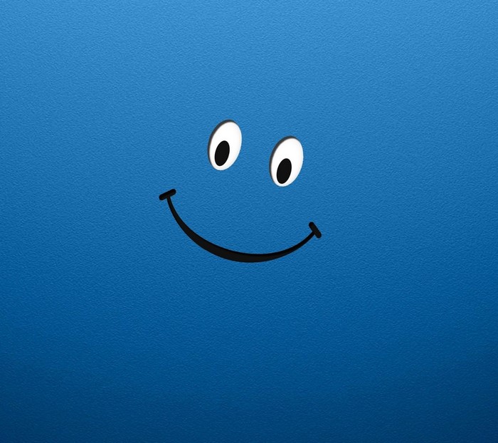 Blue background with a smiley face