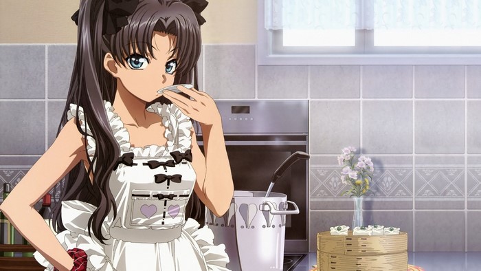 Rin Tohsaka from Fate Series in a kitchen