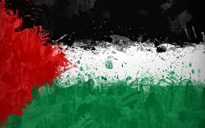 Abstract Palestinian flag with paint splatters