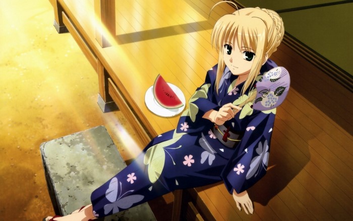 Saber from Fate Series in a Yukata
