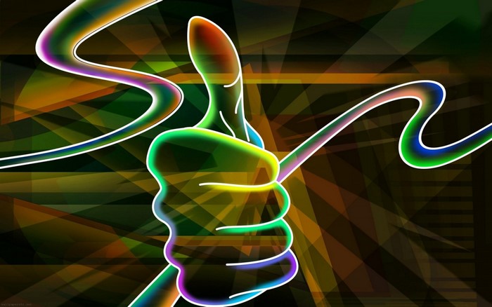 Neon Thumbs Up Colorful Light Illustration