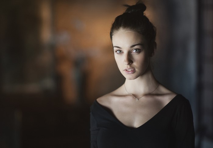 Elegant Portrait of a Woman in Black Dress