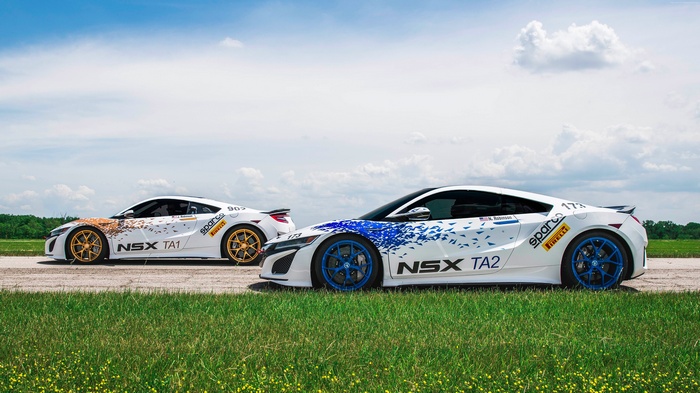 Two Acura NSX TA1 and TA2 race cars