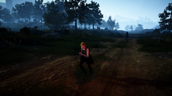 Woman running in a forest in Black Desert