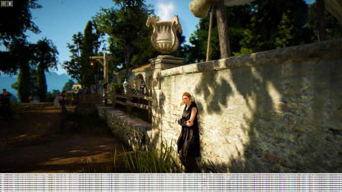 Black Desert Online character leaning against a wall