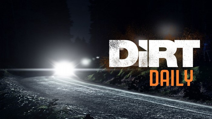 DiRT Rally Daily video game logo at night