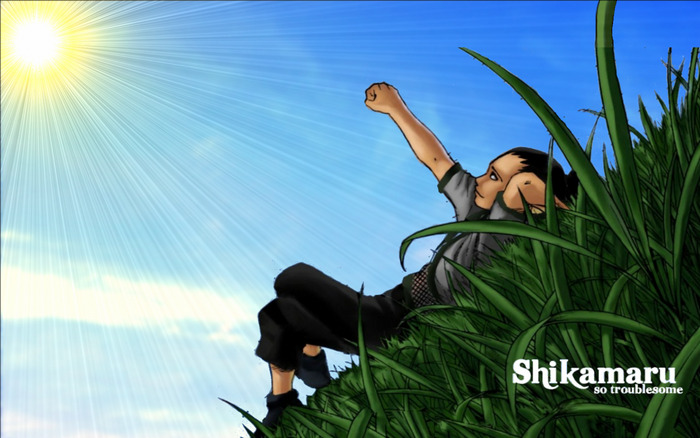 Nara Shikamaru from Naruto lying in grass