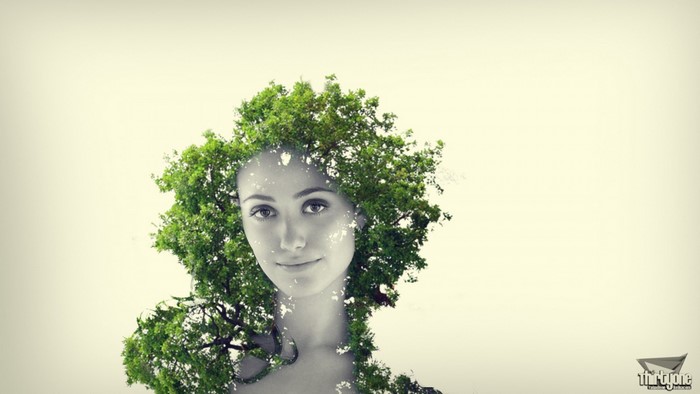 Woman with tree as hair