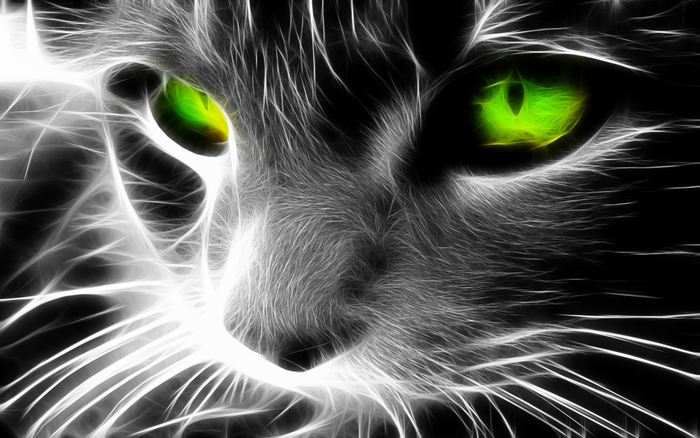 Fractalius illustration of a cat with green eyes